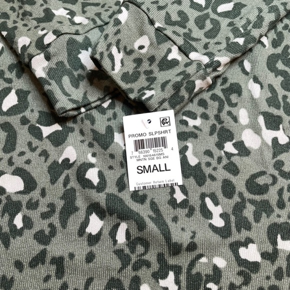 Jenni Printed Long Sleeve Sleep Shirt Mountain Sage Animal Print Green Small New - Picture 3 of 6